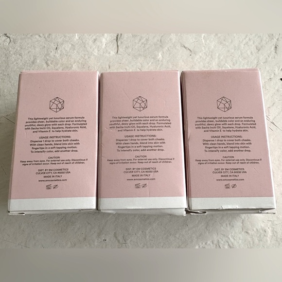 SEALED 3x’s TRIO EM Cosmetics Color Drops Serum Blushes All Full Size NIB NWT - Picture 2 of 16